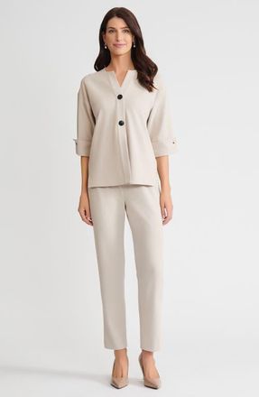 Ming Wang Heritage Tonal Stretch Deco Crepe Jacket in Limestone at Nordstrom, Size X-Small
