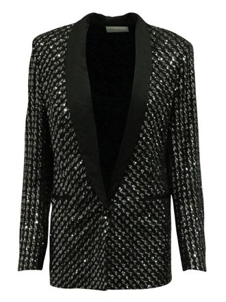 Sandro sequined tailored blazer - women - Polyester/Sequin - 8 - Black