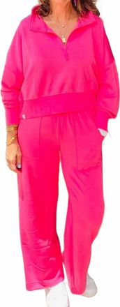 HYFVE Terry Half Zip Top And Pant Set In Taffy Pink