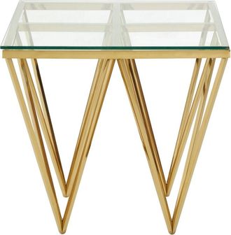 Premier Housewares Interiors by Premier Sleek Gold Finish Spike Legs End Table, Durable Wide Side Table, Unique Design Livingroom Side Table