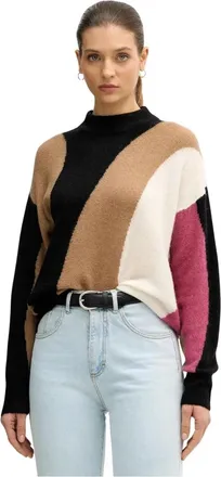 Benetton Trui met kleurblokken en boxy pasvorm - Dames - Truien - Veelkleurig - Maat: XS Wol