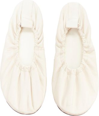 The Row Soft Leather Ruched Simple Ballerina Flats