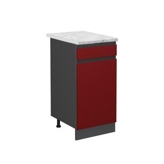 Vicco Mueble Bajo De Cocina R-line, Rojo, 40 Cm Et M&aacute;rmol