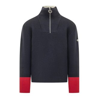 Ami Zipped Collar Sweater - Dames - Sweatshirts & Hoodies - Blauw - Maat: L Wol