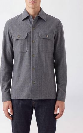 Brunello Cucinelli Giacca camicia in lana con tasche a toppa e chiusura a bottoni