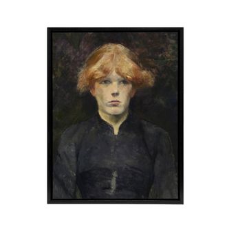 Artery8 Portrait of Carmen Gaudin Framed Canvas Wall Art Print Toulouse Lautrec in Grey | Size: W24 x H32