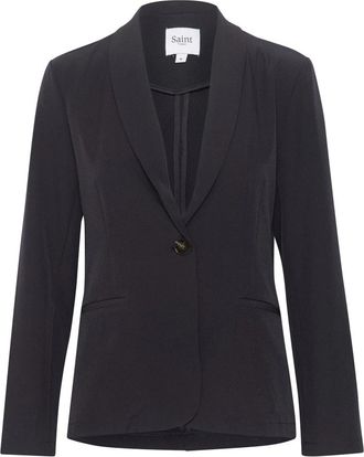 Saint Tropez Nachtelijke Hemel Blazer met Diepe V-Hals - Dames - Blazers - Zwart - M - Polyester - Jassen