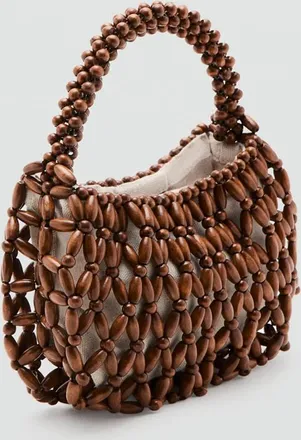 Mango Borsa a mano perline legno marrone - Donna - Taglia unica - MANGO