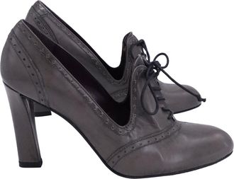 Stuart Weitzman Lace-Up Wingtip Pumps in Grey Leather