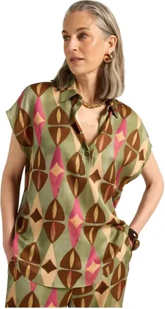 Elena Miro Overhemden, Dames, Veelkleurig, 3Xl, Satijn, Gerenote Viscose Blouse