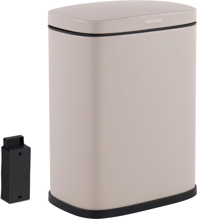 Relaxdays Kosmetikeimer Wandmontage, 3 Liter, Absenkautomatik, Inneneimer, Metall, eckiger Badezimmer Mülleimer, beige ab 21,99 €