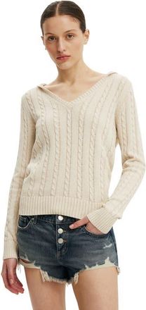 Cotton On Womens Cotton V Neck Pullover in Oatmilk Marle at Nordstrom, Size Xx-Small