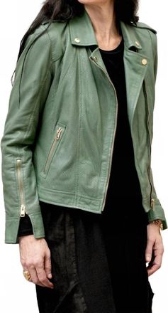 Mauritius Sinta Leather Jacket In Sage