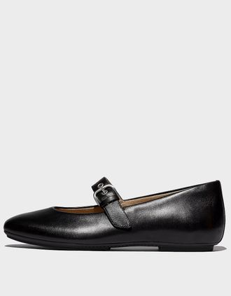FitFlop Womens FitFlop Delicato Leather Mary Jane Shoes - All Black 090 - Size: 6