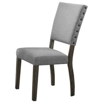 Best Master Furniture Best Master Anna Fabric Upholstered Side Chair in Rustic Light Gray (Set of 2)