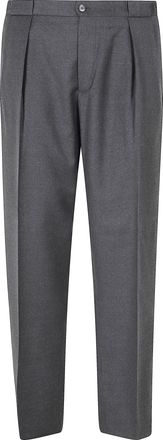 BRIGLIA 1949 Steel Gray Portobello Tailored Reverse Darts Flannel Wool Pants