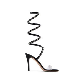 Valentino Garavani Black Lamb Leather Strap-On Womens Sandals