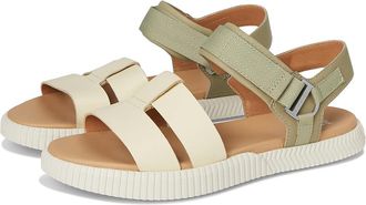 Sorel Ona Ave Ankle Strap Flat Sandals Womens Sandals Dusty Twill/Honey White : 10.5 B - Medium, Leather/Textile