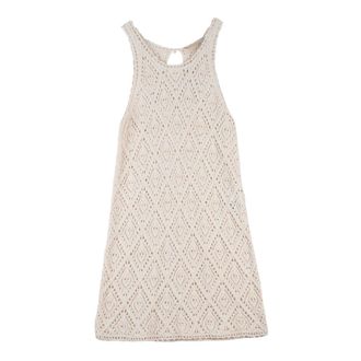 Vanessa Bruno Kleedjes, Dames, Beige, L, Katoen, Mini macram&eacute; jurk