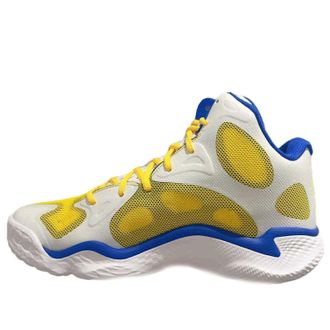 Under Armour Spawn FloTro Basketball Shoes White Yellow Blue 3026640-100