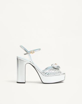 Valentino Garavani Sandalo Con Plateau Coeur Royal In Nappa Laminata 115mm Donna SILVER 36.5