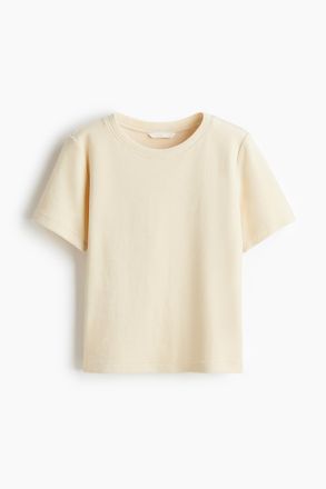 H&M T-Shirt aus Velours - Hellbeige