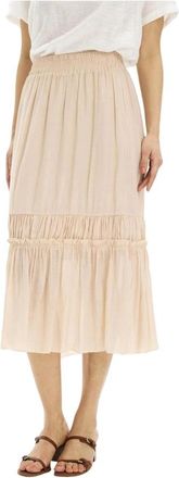 In Front Ruche A-lijn Rok Zand - Dames - Midirokken - Beige - 2XL - Rokken