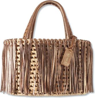 NANNACAY Jackie fringed tote bag - women - Straw/Leather - One Size - Gold
