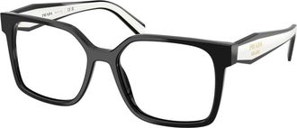Prada Glasses, female, Black, Size: 54 MM Stylish Eyeglasses in Gold Color