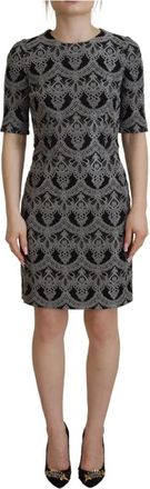 Dolce & Gabbana Elegante Geborduurde Sheath Jurk - Dames - Casual kleedjes - Zwart - M - Nylon - Kleedjes