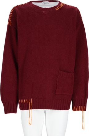 Amish Cropped Knit Sweater With Contrasting Stitch Details