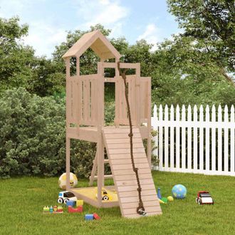 vidaXL Casa De Juegos Con Pared De Escalada Madera Maciza Pino Vidaxl