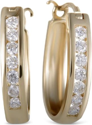 Luxury Bazaar Orecchini ovali in oro giallo 14 carati con diamanti