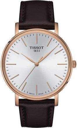 Tissot Everytime Leather Strap Watch, 40mm in White at Nordstrom Rack, Size 40 Mm