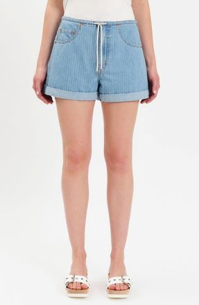 Daze Maddie Stripe Tie Waist Denim Shorts in Whimsy at Nordstrom, Size 25
