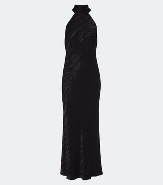 Rixo Maura open-back satin jacquard midi dress