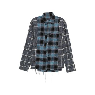Haikure Check-pattern Frayed Shirt