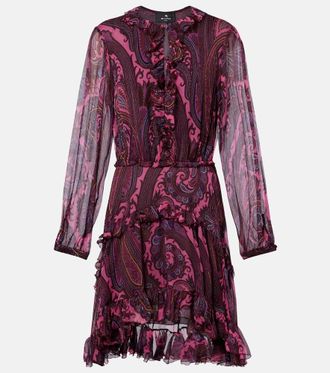 Etro Paisley ruffled silk minidress