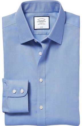 CHARLES TYRWHITT Non-Iron Royal Oxford Slim Fit Shirt Double Cuff in Blue at Nordstrom, Size 17.5