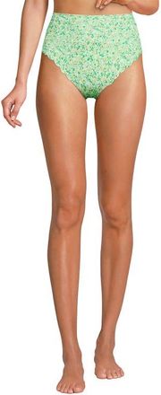 Lands End Tugless Scallop High Waisted Bikini Bottoms in Icy Mint Green Multi Floral at Nordstrom, Size 10