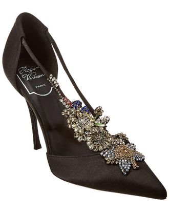 Roger Vivier Dorsay V Sin Courrone De Fleurs Silk Pump