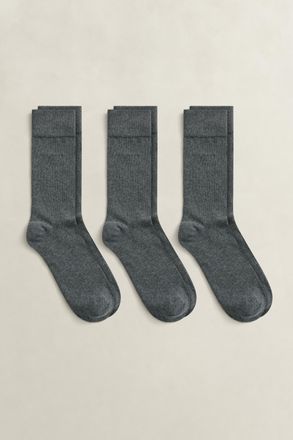 GANT Men 3-Pack Soft Cotton Socks (40-42) CHARCOAL MELANGE