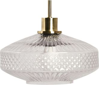 Beliani L&aacute;mpara Colgante Elegante De Cristal Estilo Glamuroso Moderno Base De Metal Dorada Pantalla De Vidrio Transparente Pirris