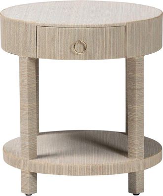 Baxton Studio Sadia Bohemian Woven Grasscloth 1-Drawer Nightstand