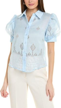 Gracia Sheer Graphic Puff Sleeve Shirt
