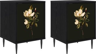 vidaXL Mesa De Noche Bremen 2 Uds. Roble Negro 36 X 33 X 51 Cm Vidaxl