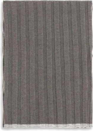 Brunello Cucinelli Geribbelde Kasjmier Sjaal - Heren - Accessoires - Bruin - Maat: ONE Size Kasjmier