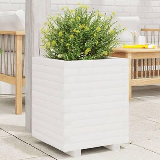 vidaXL Jardinera Madera Maciza De Pino Blanco 40x40x49,5 Cm Vidaxl