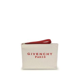 Givenchy Clutches, female, Beige, Size: ONE SIZE Canvas Pochette with Logo Detail