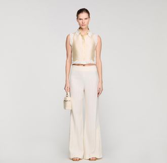 Sandro Buttoned-slit straight-leg trousers